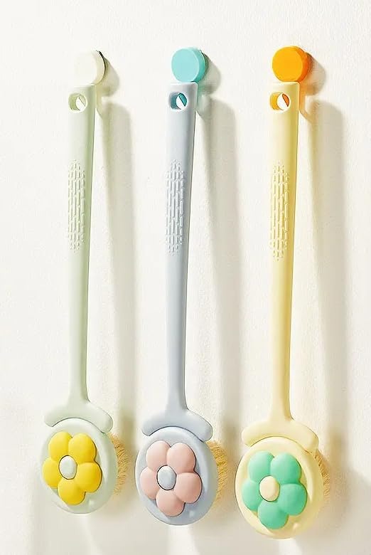 Green-Blue Dual-Tone Long Handle Exfoliating Bath Brush