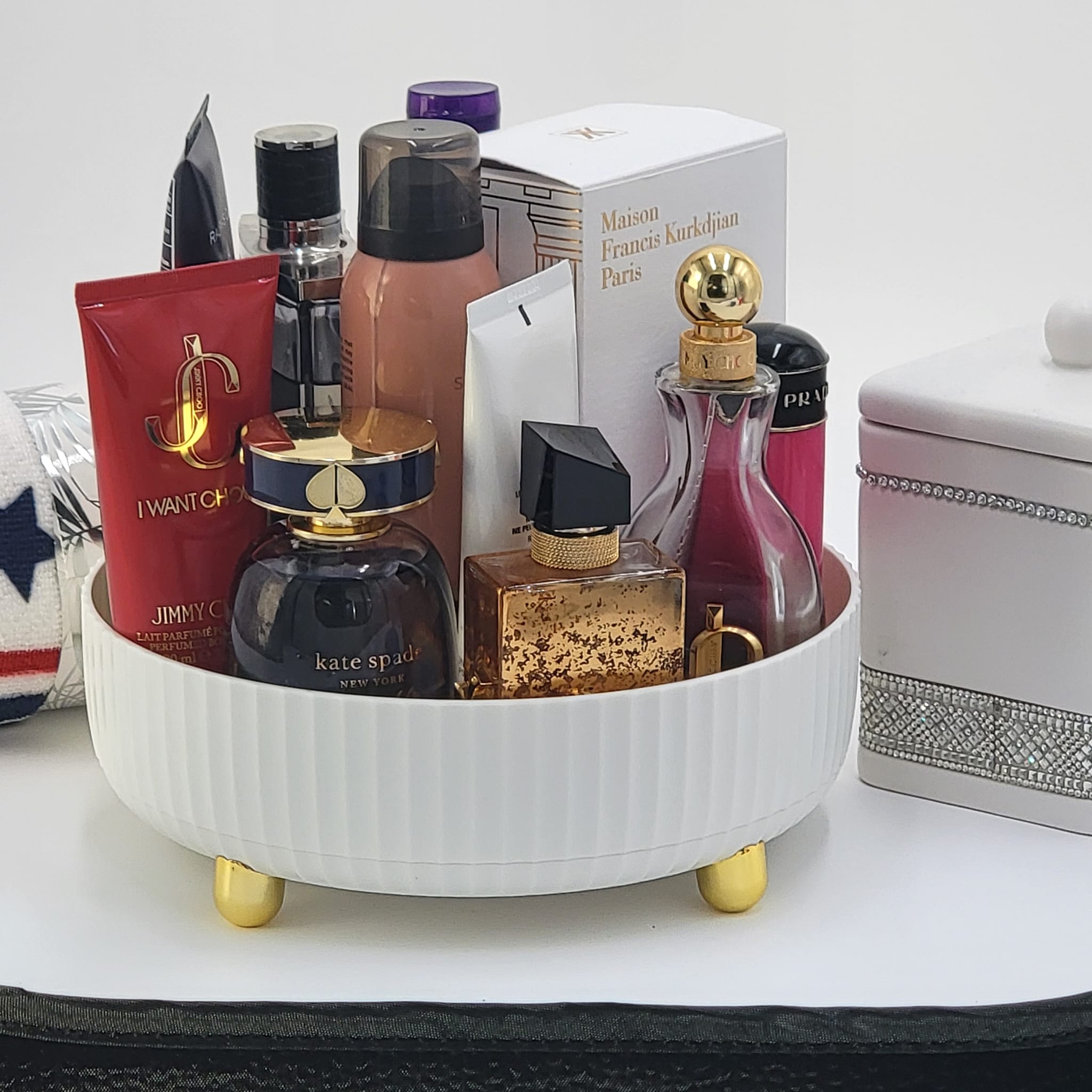 JOOWES 360 Degree Rotating Cosmetic Desk Storage Perfume Organizer