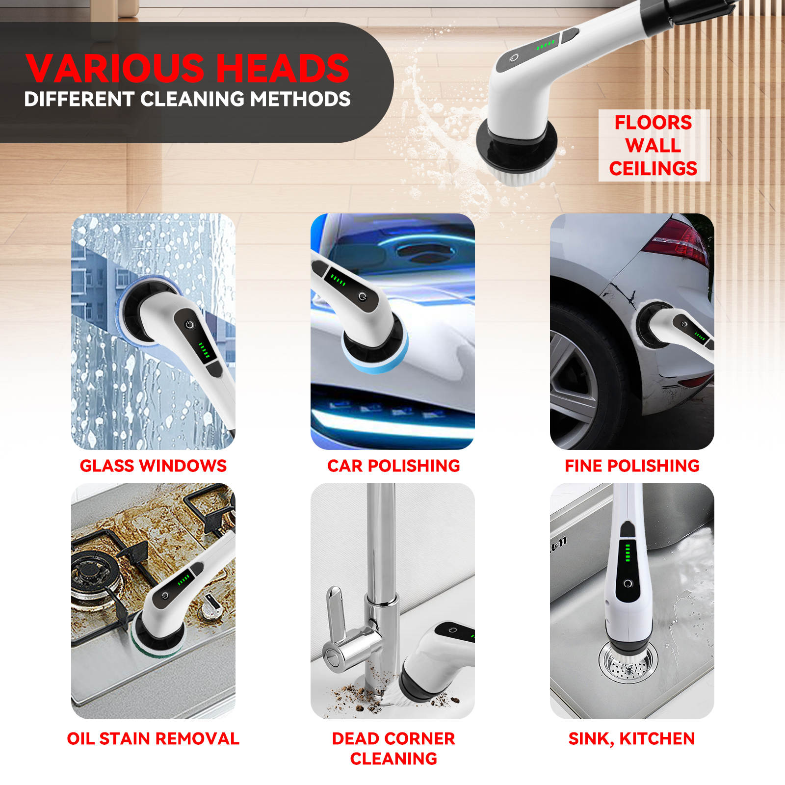 JOOWES Cordless Electric Spin Scrubber Brush