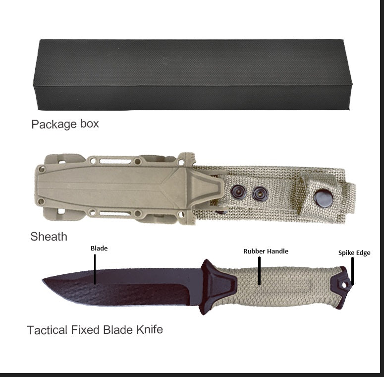 JOOWES Tactical Fixed Blade Knife - Black