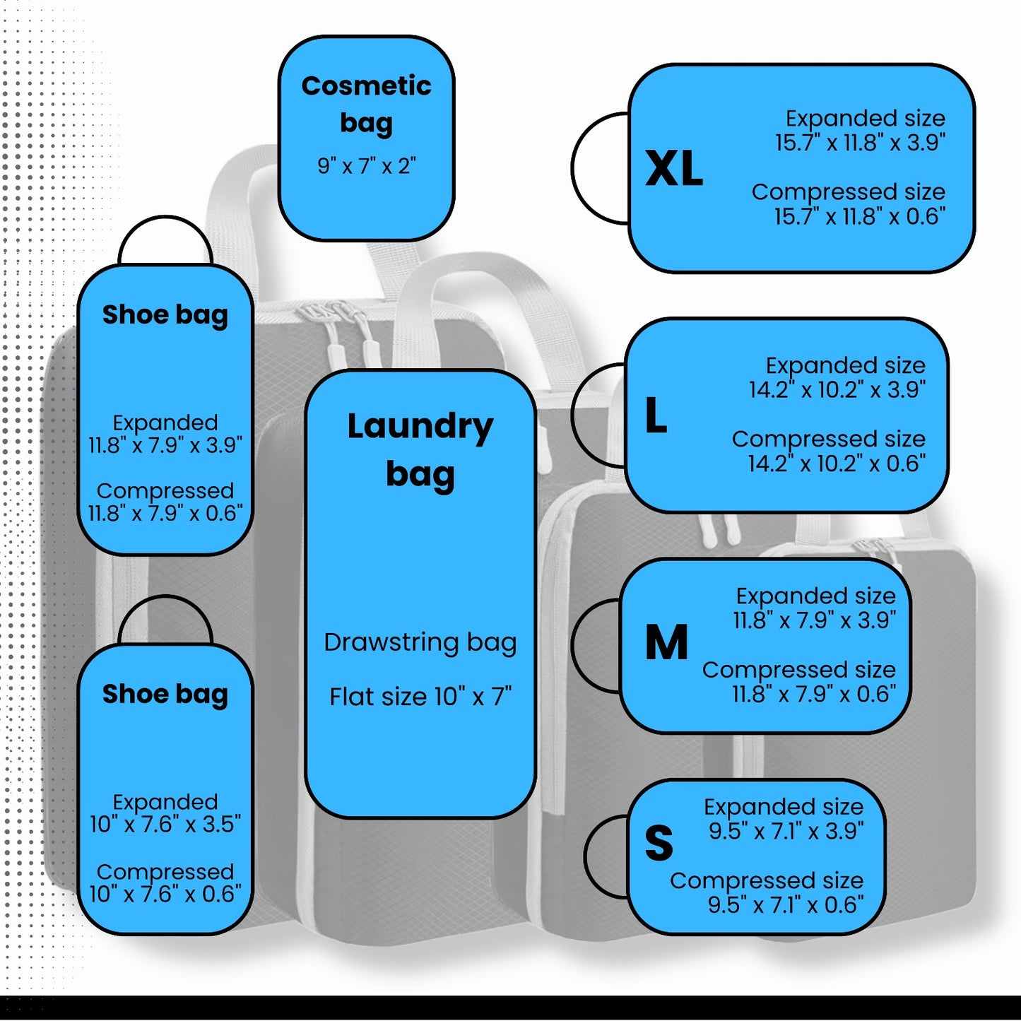 9pcs Compression Packing Cubes Set