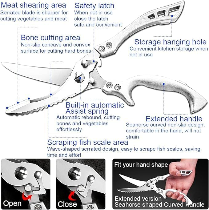 JOOWES Heavy Duty Stainless Kitchen Scissors