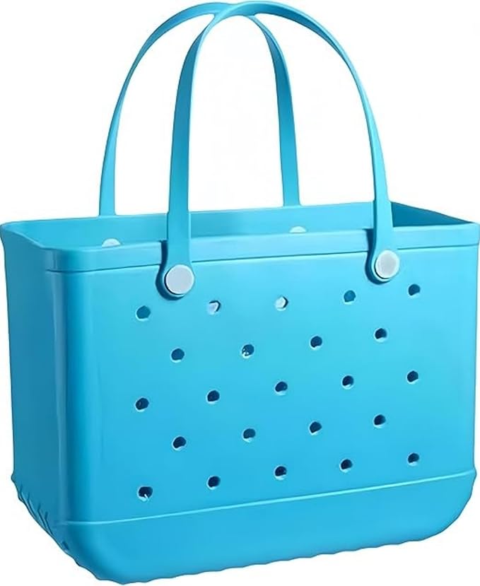 JOOWES EVA Waterproof Beach Tote Bag | Lightweight, Durable, Sand-Proof Rubber Tote with Handles - Large